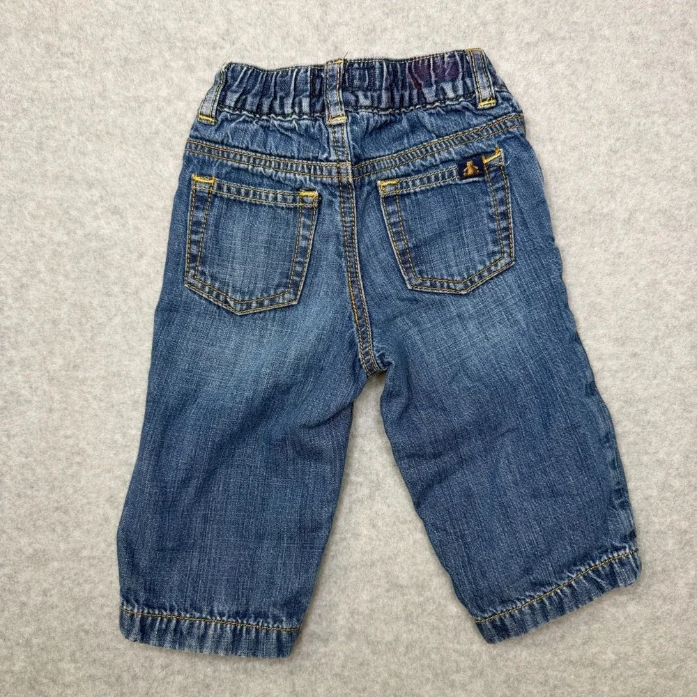 Baby Gap 12-18 Months Jersey Lined Denim Jeans Blue‎ Snap Inseam Straight Leg